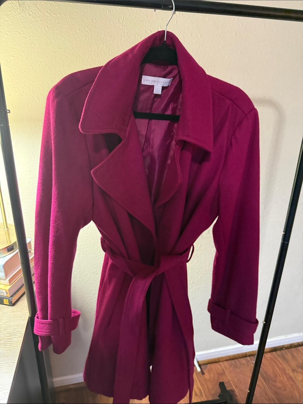 New York & Company Fuchsia Wrap Trench Coat